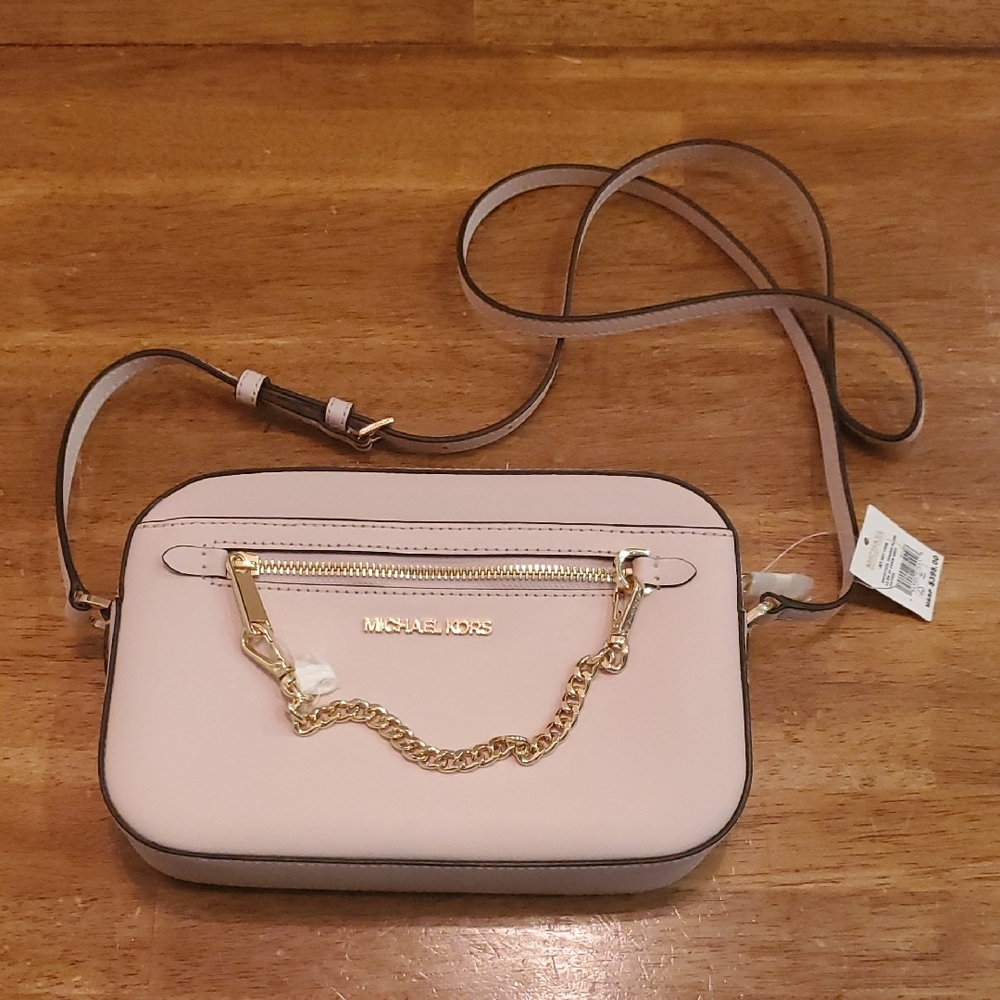 Michael Kors Pink Crossbody Bag with Gold Chain Detail